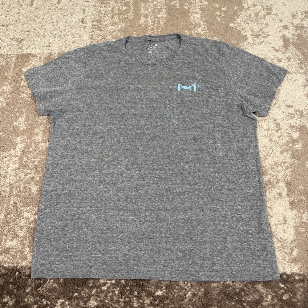 Marine Layer Signature Crew Tee Mens Large Gray Shirt Golden Gate Bridge